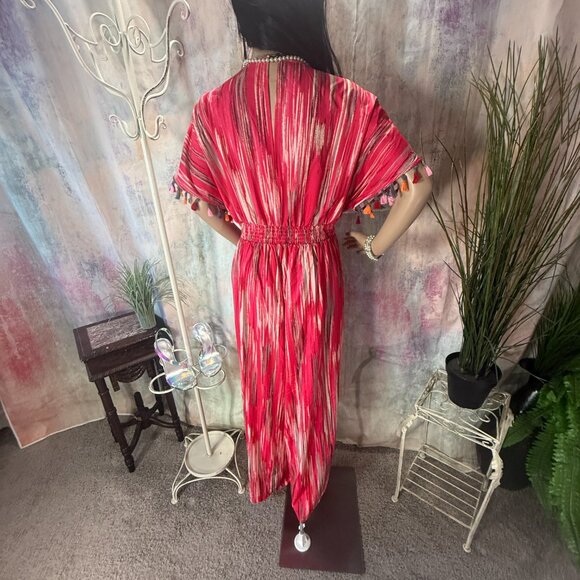 NWOT๐ Breezaya Tasseled Cuff Elastic Waistline Straight Wide Leg Jumpsuit - Picture 2 of 16